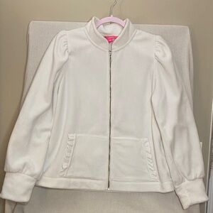LILLY PULITZER SIZE LARGE CABELLO FLEECE ZIP-UP JACKET COCONUT WHITE